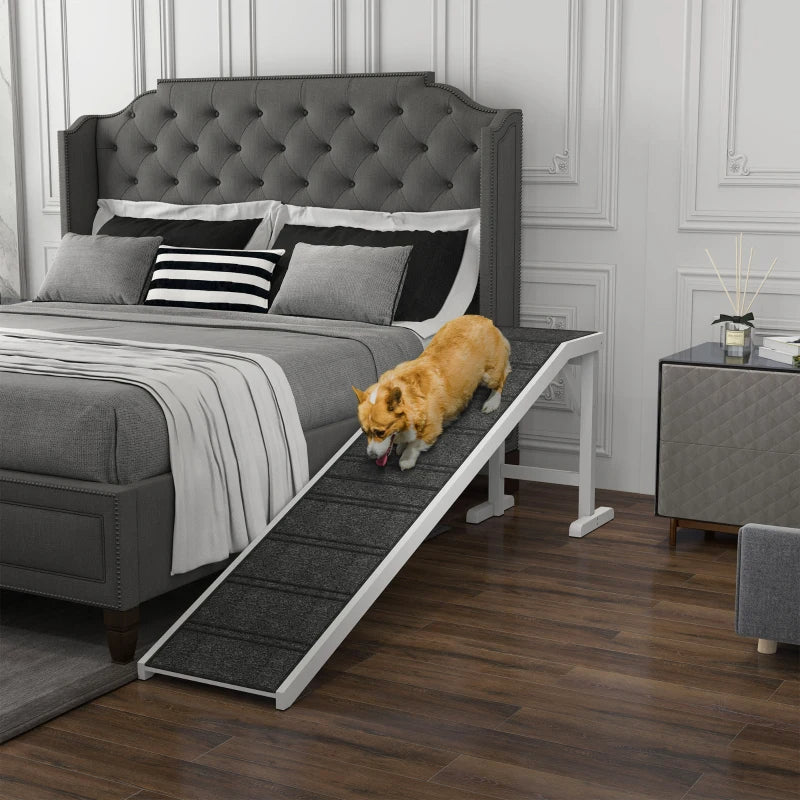 PawHut Dog Ramp Foldable With Non-slip Carpet Top Platform, Gray, Whit ...